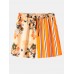 Mens Striped Floral Print Patchwork Drawstring Comfy Causla Shorts