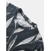 Men 100 Cotton Graphic Leaf Print Hem Cuff O Neck Formal T  Shirts