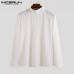 Mens Solid Color High Collar Long Sleeve Fittness Casual Shirts