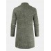 Mens Knitted Plain Long Sleeve Mid  Length Casual Sweater Cardigan With Pocket