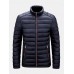 Men Solid Color Stand Collar Zipper Warm Coats With Pocket