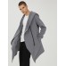 Mens Hooded Zipper Pocket Symmetry Hem Dark Grey Cardigans