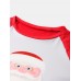 Mens Cartoon Santa Claus Print Raglan Sleeve Loose Plaid Pants Home Lounge Pajamas Set