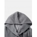 Mens Hooded Zipper Pocket Symmetry Hem Dark Grey Cardigans