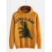 Mens Cartoon Dinosaur Letter Print Casual Loose Knitted Hooded Sweater