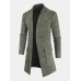 Mens Knitted Plain Long Sleeve Mid  Length Casual Sweater Cardigan With Pocket