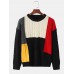 Mens Color Block Knitted Pullover Long Sleeve Sweaters