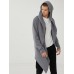 Mens Hooded Zipper Pocket Symmetry Hem Dark Grey Cardigans