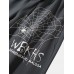 Mens Spider Web Letter Print Cotton Drawstring Cuff Pants