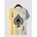 Men Poker Spade Ombre Print Hem Cuff Crew Neck Casual T  Shirt