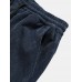 Mens Corduroy Drawstring Casual Wide Leg Pants With Pocket