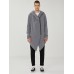 Mens Hooded Zipper Pocket Symmetry Hem Dark Grey Cardigans