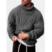 Mens Rib  Knit High Neck Solid Long Sleeve Casual Pullover Sweaters