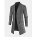 Mens Knitted Plain Long Sleeve Mid  Length Casual Sweater Cardigan With Pocket