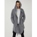 Mens Hooded Zipper Pocket Symmetry Hem Dark Grey Cardigans