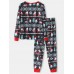 Mens Cartoon Christmas Pattern Print O  Neck Loose Jogger Pants Home Lounge Pajamas Set