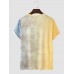 Men Poker Spade Ombre Print Hem Cuff Crew Neck Casual T  Shirt