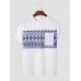 Men Tribal Print Chest Pocket Crew Neck Soft Short Sleeve Casual T  shirts