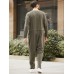 Men Loose Long Sleeve Onsie Solid Color Trousers