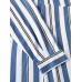 Mens Stripe Print Sleepwear Long Sleeve Chest Pocket Bathrobe Home Robe