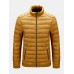 Men Solid Color Stand Collar Zipper Warm Coats With Pocket