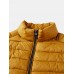 Men Solid Color Stand Collar Zipper Warm Coats With Pocket