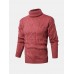 Mens Rib  Knit High Neck Solid Long Sleeve Casual Pullover Sweaters