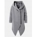 Mens Hooded Zipper Pocket Symmetry Hem Dark Grey Cardigans