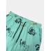 Mens Graffiti Letter Print Light Loose Drawstring Shorts Casual Set