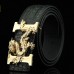 Men Faux Leather 135cm Fashion Personality Alligator Pattern Gold Dragon Decor Belt