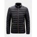 Men Solid Color Stand Collar Zipper Warm Coats With Pocket